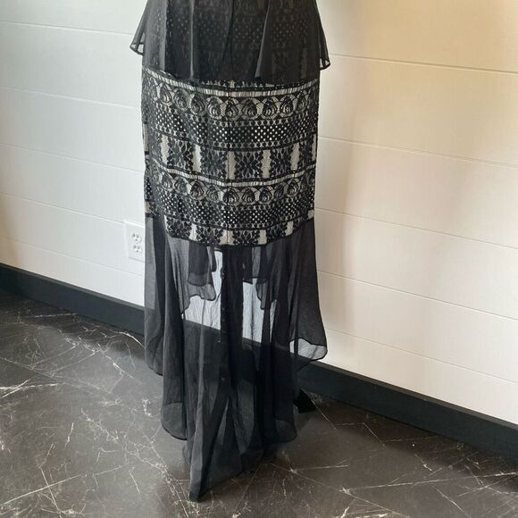 One33 Social Gretchen Lace Halter Hi-Low Maxi Dress Cocktail Gown Black … - Picture 10 of 16